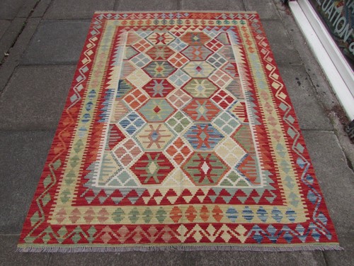 Vintage Kilim Traditionnel Main Fabriqué Oriental Blanc Laine Chemin