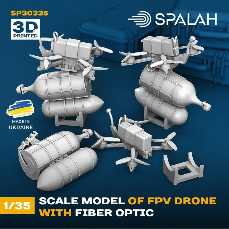 Set of scale models FPV drone with fiber optic Resin model kit 1/35 SPALAH 30335