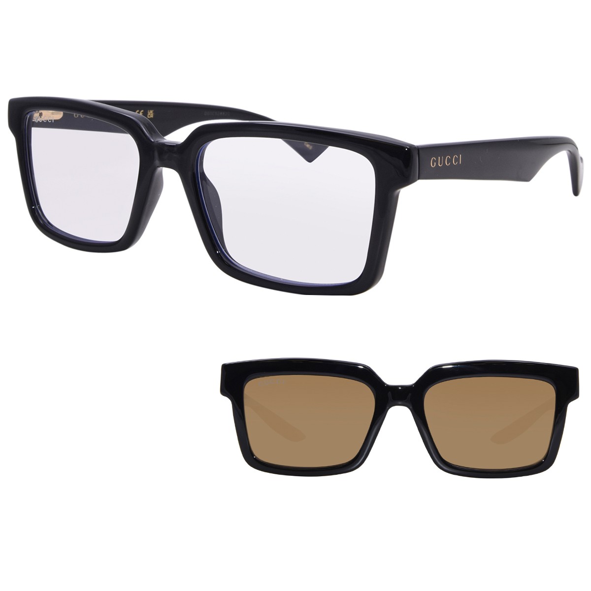 Gucci GG1543S 004 Sunglasses Men's Black/Brown Rectangle