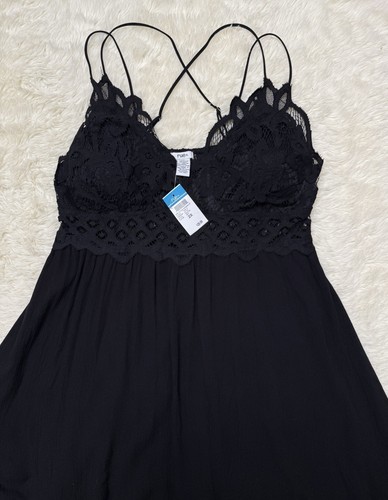 RuePlus Womens 2X Black Lace Bodice Mini Dress NWT Whimsigoth Ruffled Hem Beach - Picture 2 of 8