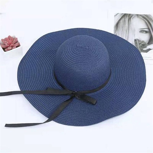 Floppy Beach Sun Brim Straw Hat Summer Big Wide Foldable Cap Women Gifts - Picture 3 of 20
