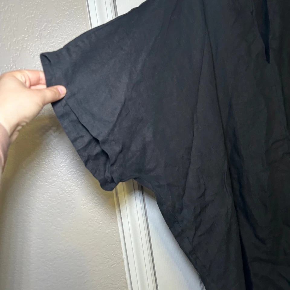 Bryn Walker Negro Maxi Camisa Vestido Mujer 1X Lagenlook Lino Resort Verano Boho Foto 2 de 4