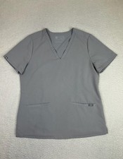 FIGS Scrub Top Womens Medium Gray Technical Collection V Neck Short Sleeve Tunic