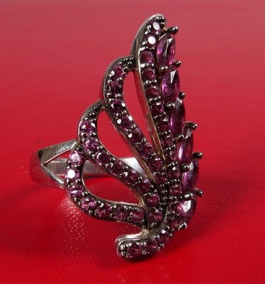 ATEMBERAUBENDER STERLINGSILBER DESIGNER PPJ COCKTAIL STATEMENT RING AMETHYST GRÖSSE 9,75!