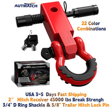 Autmatch 2 Shackle Hitch Receiver D Ring Heavy Duty Receiver Off-road Recovery