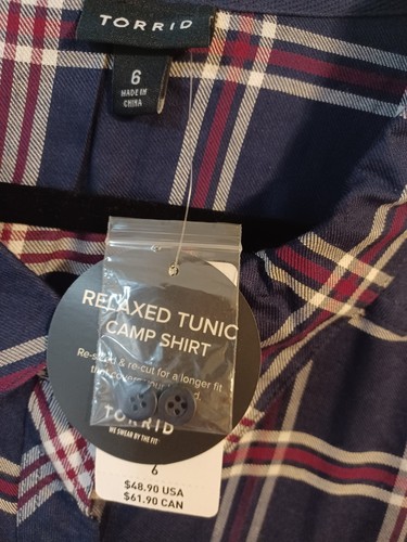 Torrid Size 6 Button Up Top Plaid, soft - Picture 2 of 4
