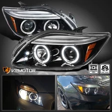 Jet Black Fits 2005-2010 Scion tC LED Halo Projector Headlights Lamps Left+Right
