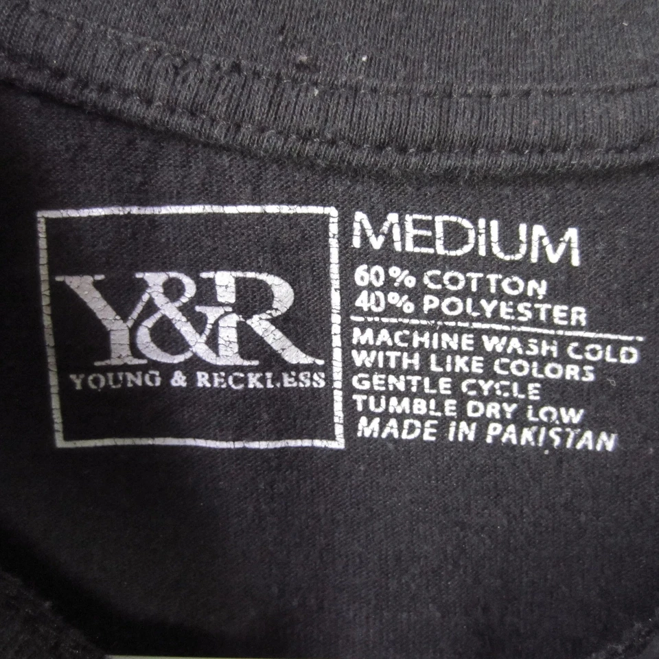 Young & Reckless Shirt Mens Medium Black Long Sleeve Graphic RCKLSS Streetwear - Image 3 of 4