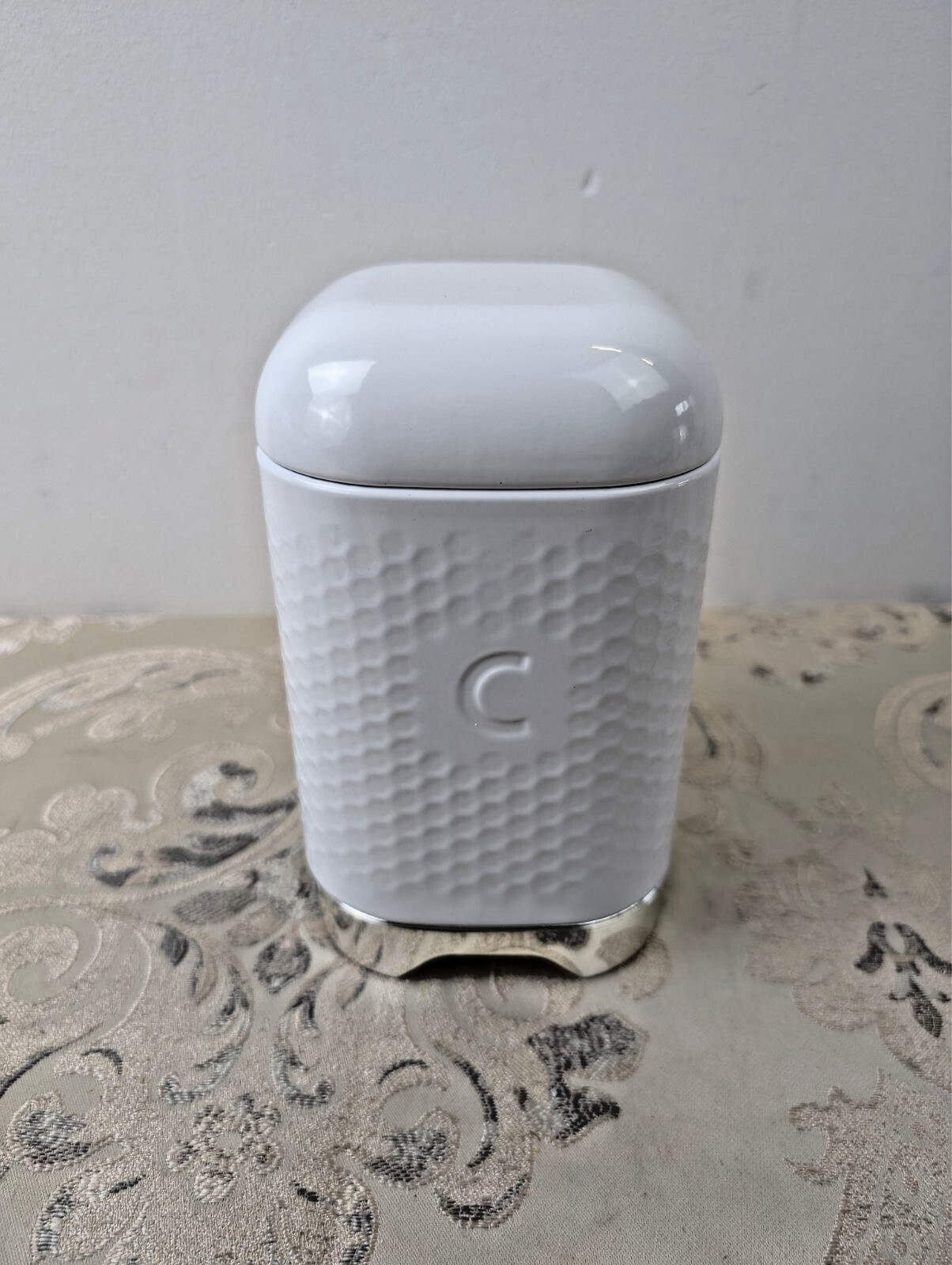 KitchenCraft Lovello Textured Coffee Canister with Geometric Hexagon Pattern