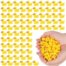 DWWPOO 150 Pcs Mini Resin Ducks Bulk Yellow Tiny Duck 0.4 inches,