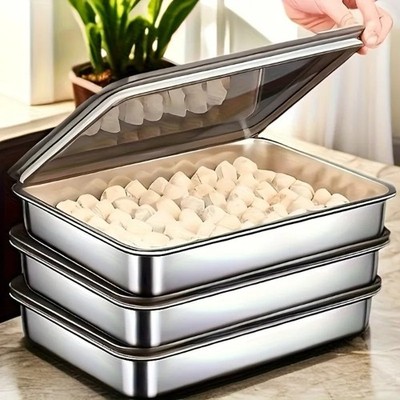 3PCS Stainless Steel Baking Tray Set with Lids   Non-Stick Roasting Pans