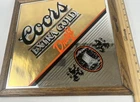 VTG FRAMED FOILED MIRROR BEER SIGN 16X16 INCHES FOR COORS EXTRA GOLD FANS