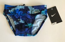 Nike Youth Team Swim Brief Swimsuit TESS0042 440 Techno Camo Blue KIDS Size 22