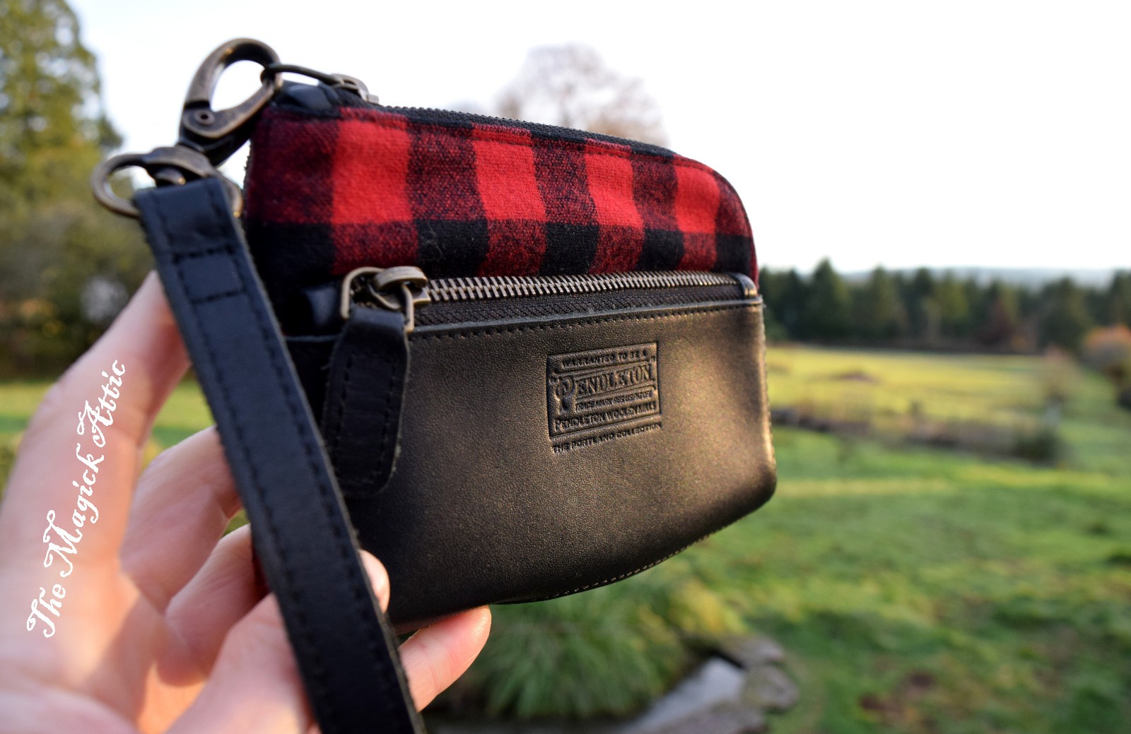 Red & Black Checkered Wool Pendleton Leather Wall… - image 13