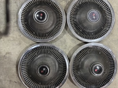 USED GOOD CONDITION 4, 68-74 P02 Corvette Turbine Style Hubcaps Set
