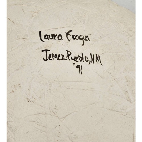 Cuenco de cerámica estilo nativo americano Laura Fragua Jemez Pueblo casi nuevo 1991 estilo suroeste - Imagen 5 de 14