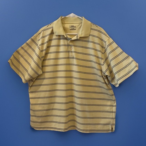 PGA Tour Polo Shirt Mens X-Large Yellow Striped Short Sleeve Golf Casual fore - 第 1/8 張圖片