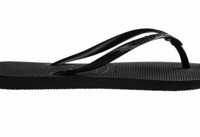 Havaianas Slim Heart Metal Flip Flops Black Rubber Slip On Solid US 9/10