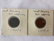 Germany 1966 D & 1979 J Two 2 Phennig 2-Coin Lot