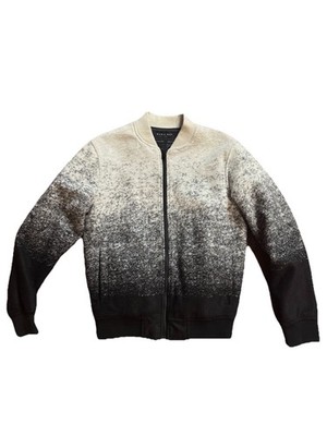 Men's Zip Front Jacket by Zara In Black to White Umbra Size Medium