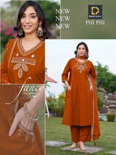 Solid Cotton Kurti Set Kurta, Pant  Dupatta, Size: S to 3XL Message for Size 