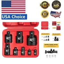 Versatile 8-Piece Impact Adapter Set for Drive Socket Conversion - Safe & Firm