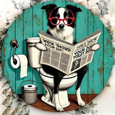 1pc Border Collie Dog Aluminum Wall Art Sign,Tin Metal Signs 8x8 inch Retro Styl