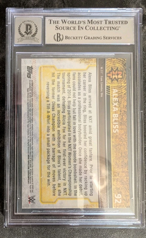 2015 Topps Chrome WWE #92 Alexa Bliss RC automático en tarjeta Bas 10 inscripción personalizada Foto 2 de 4