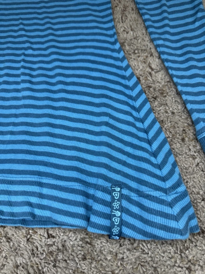 MUDD Long Sleeve Knit Shirt Y2K 90s Retro LONG Stretch Blue Green Stripe SMALL - Image 4 of 4