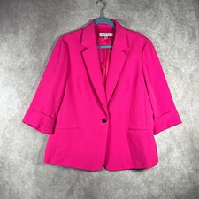 Kasper Blazer Jacket Womens 16 Hot Pin One-Button 3/4 Sleeve Business Office