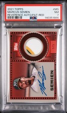 2021 TOPPS REVERENCE AUTOGRAPHED PATCH RED #MS MARCUS SEMIEN 5/5 PSA 7 AUTO