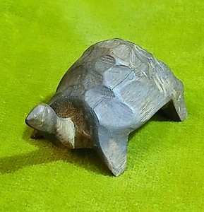 Vintage Hand Carved Solid Wood Turtle