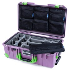 Lilac  Lime Green Pelican 1535 air case. Dividers  mult. pouch organizer. L/G