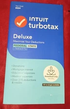 TurboTax DELUXE Software 2024 Federal State E-File & Win/Mac SEALED Retail Pack