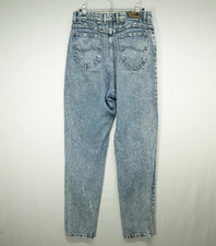 Vintage Lee Jeans Womens 14 Long Blue Acid Wash High Rise Tapered Made USA 80s