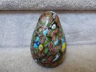 VTG Large Millefiori Art Glass Murano Egg Paperweight Heavy Green Red Blue 5.5"