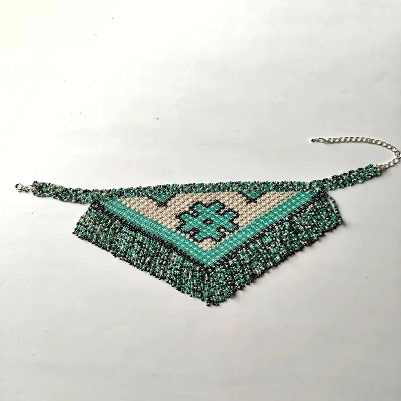 Pendientes Collar Boho Cuentas Hechos a Mano Cuentas Semilla Americano Ucraniano Tradicional Foto 3 de 3