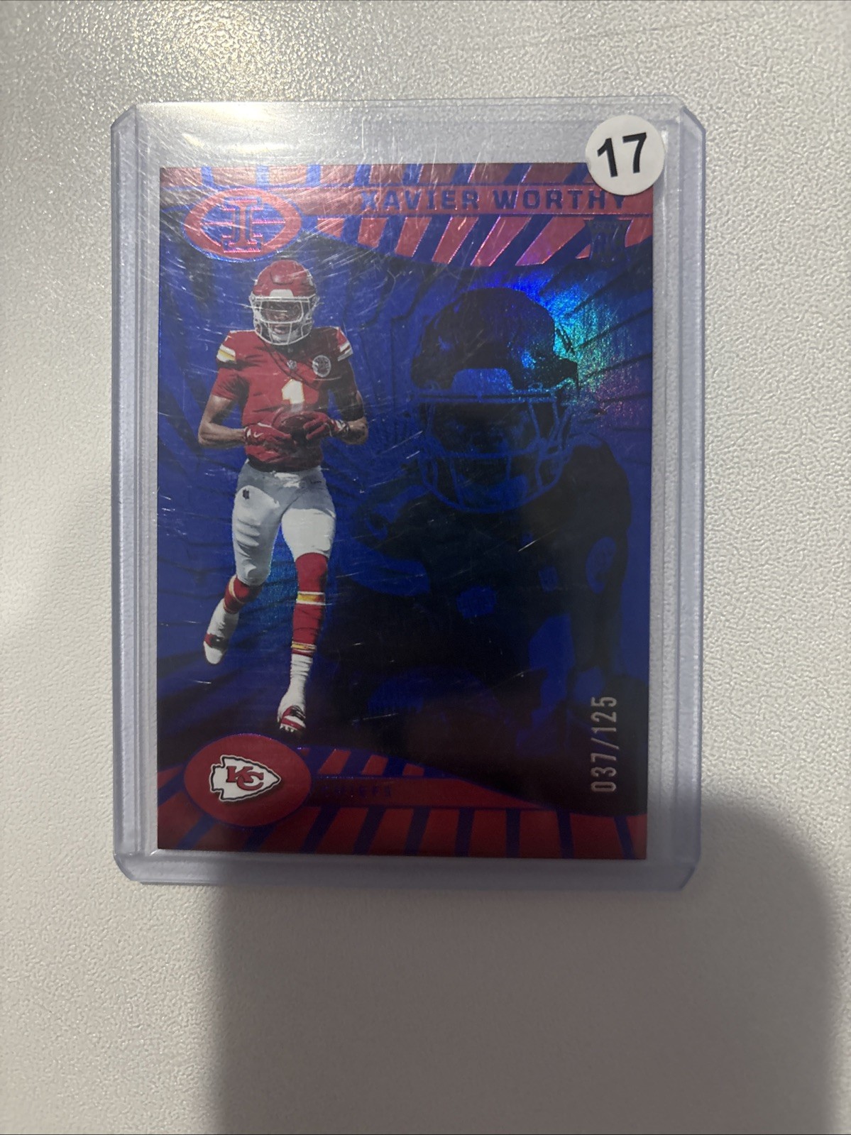 2024 Panini Illusions - Xavier Worthy #45 Trophy Collection Blue 80/125 (RC)