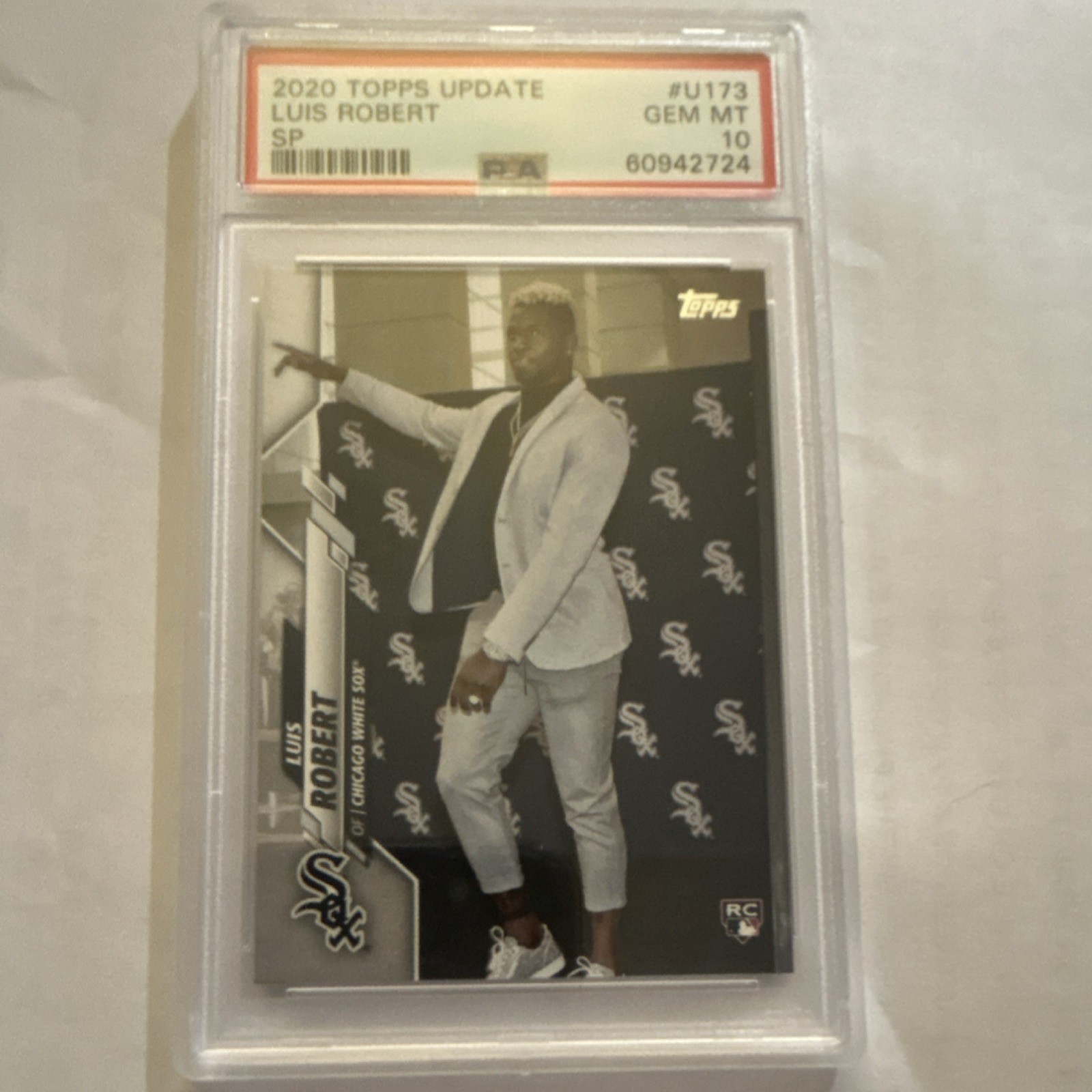 Luis Robert 2020 Topps Update Series SP Photo Variation Rookie #U-173 PSA 10