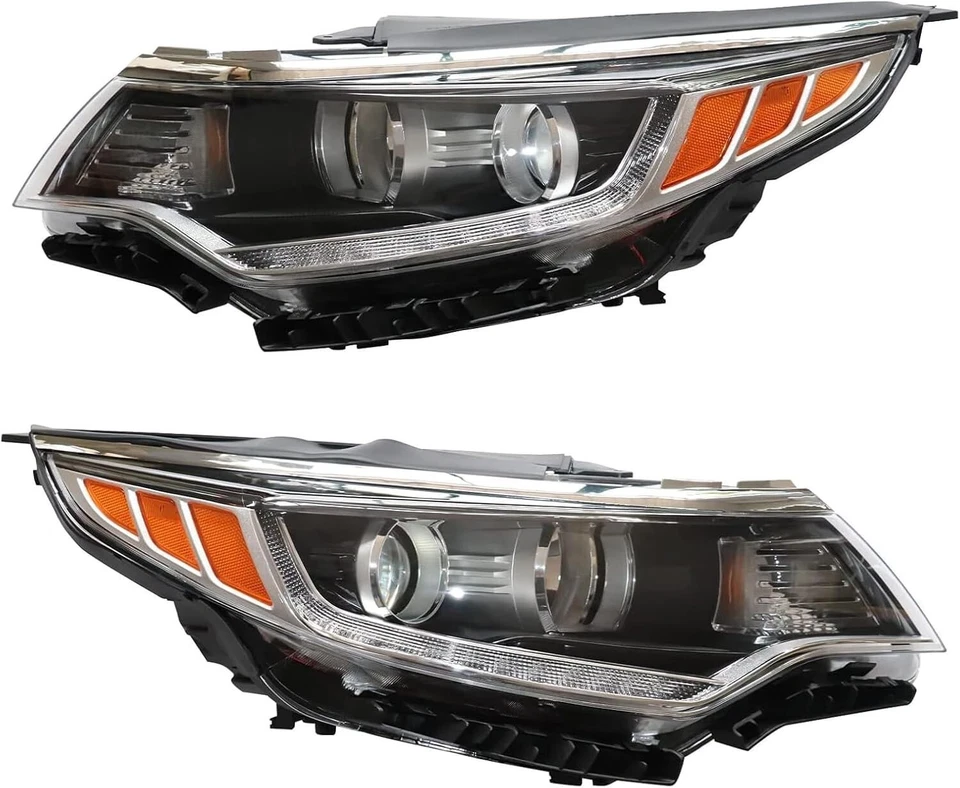 Para 2016-2018 Kia Optima farol preto com luz de circulação diurna LED par LH+RH - Imagem 4 de 4