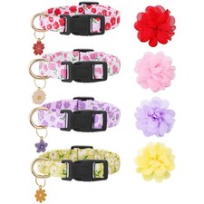 4 Pack Floral Dog Collars for Small Dogs Girl with Multicolor