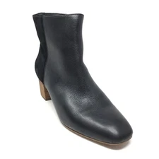 Crown Vintage Zip Up Ankle Boots Booties Shoes Women's Size 7.5 Black Leather