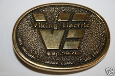 WOW Rare Old Vintage Viking Electric Co. California Brass Belt Buckle Since 1978