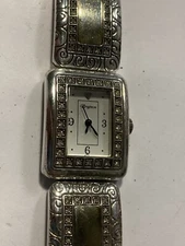 Brighton Northridge Watch Women 2.8mm Silver Gold Tone Pave New Battery 6.75"