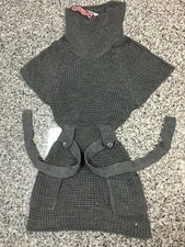 SAY WHAT !! Grey Knit Turtle Neck Top w Belt Juniors Sz M Stretch New with tags.
