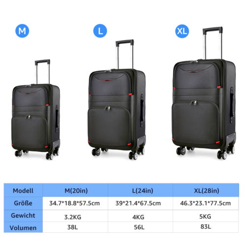 Koffer 518 Stoffkoffer 3-Rollen Trolley Koffer Reisekoffer Tasche Reisetasche - Bild 2 von 10