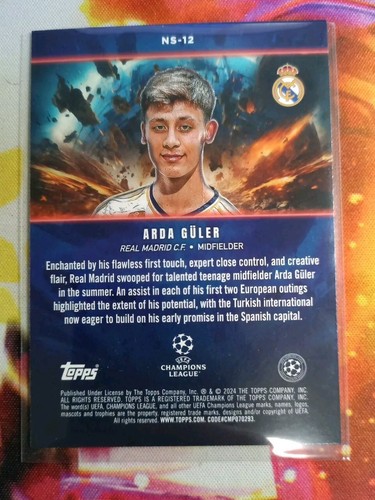 2024 ARDA GULER TOPPS UEFA CHAMPIONS LEAGUE NOW STARRING - Picture 2 of 2