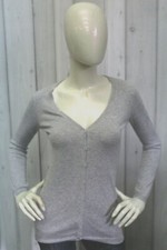 Sun 68 Womens Cardigan Size S Grey Cotton Sweater Pullover Jersey Woman Logo