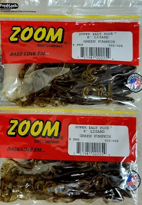 Leurre Zoom Lizard 6” – Super Salt Plus – Vert Citrouille – Lot De 9