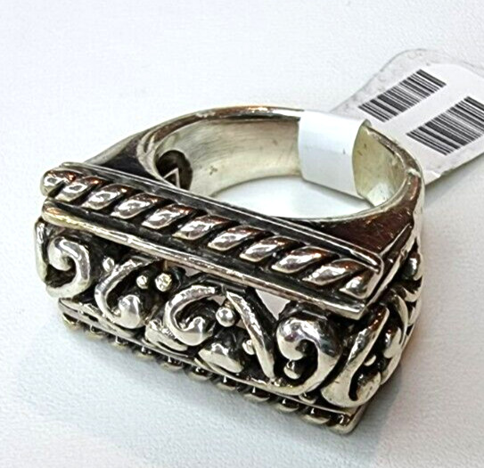 RECTANGULAR LARGE ORNATE 925 STERLING SILVER RING… - image 8
